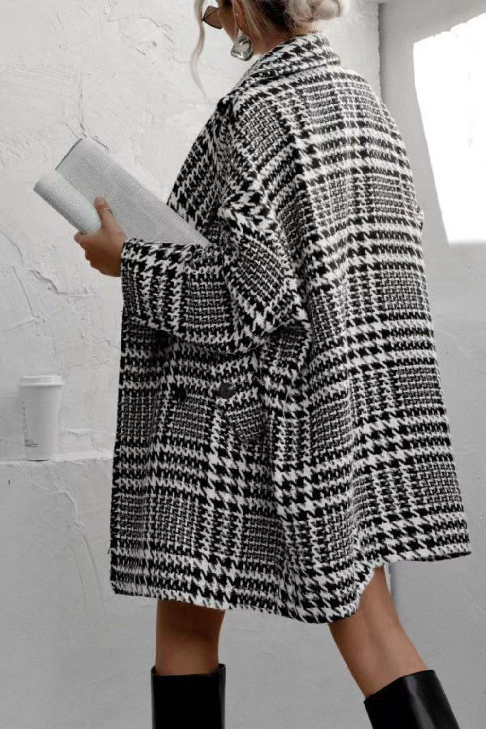 Houndstooth Collared Peacoat