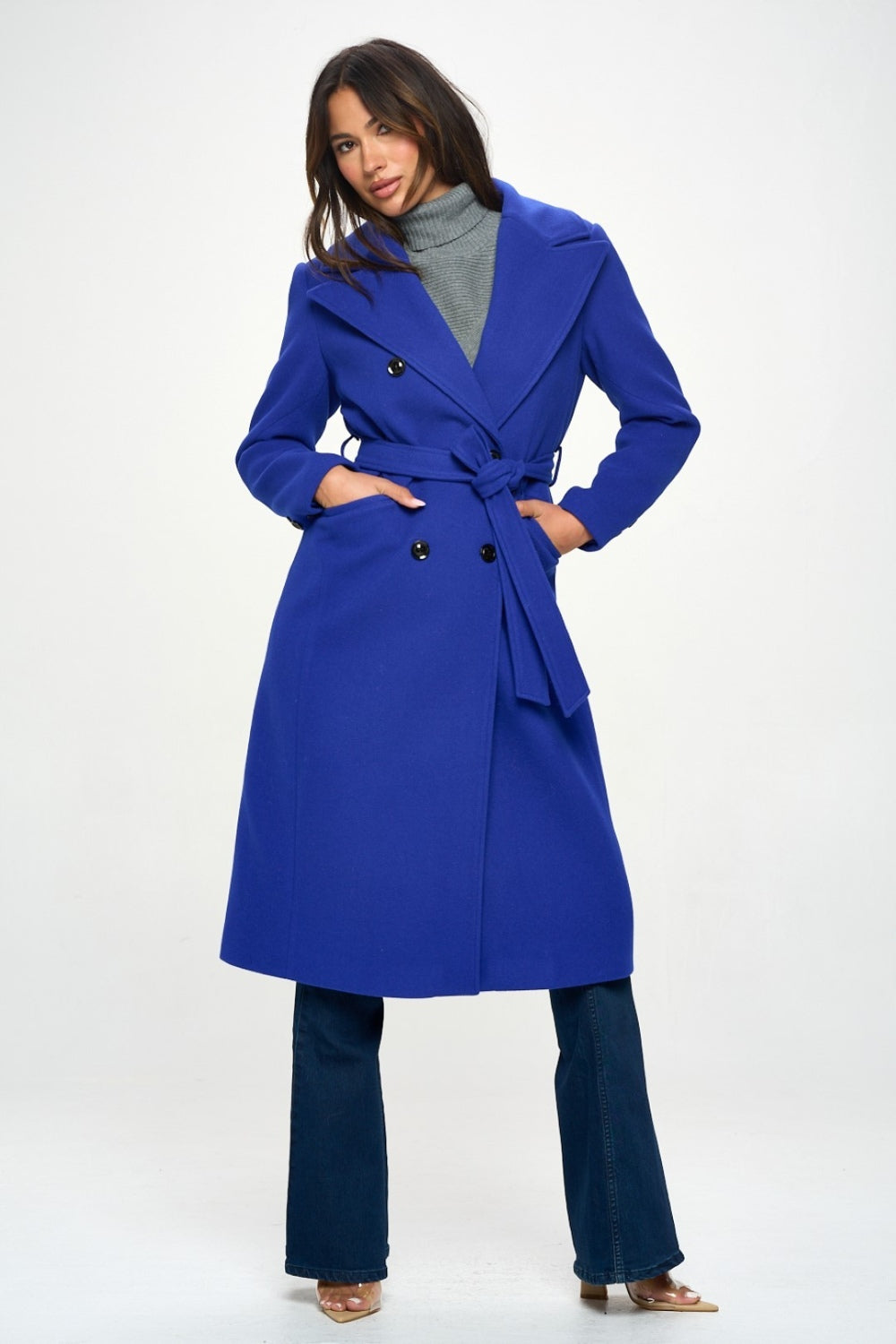 Indigo Double-Breasted Longline Coat