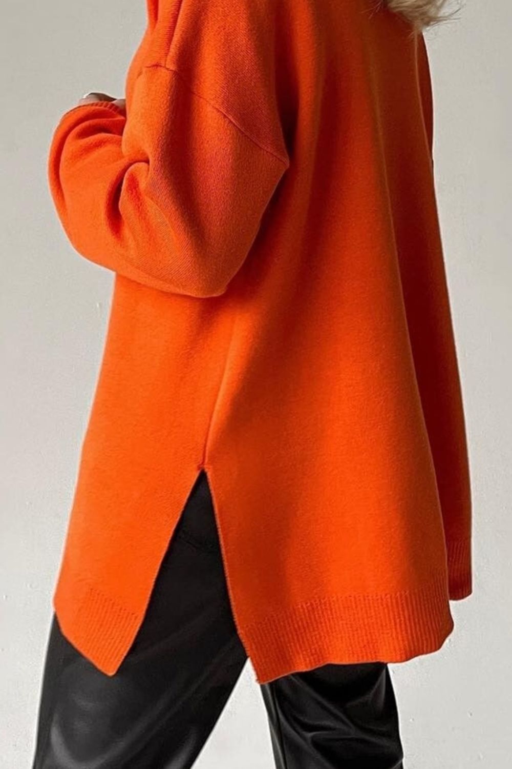 Lush Side Slit Turtleneck Sweater