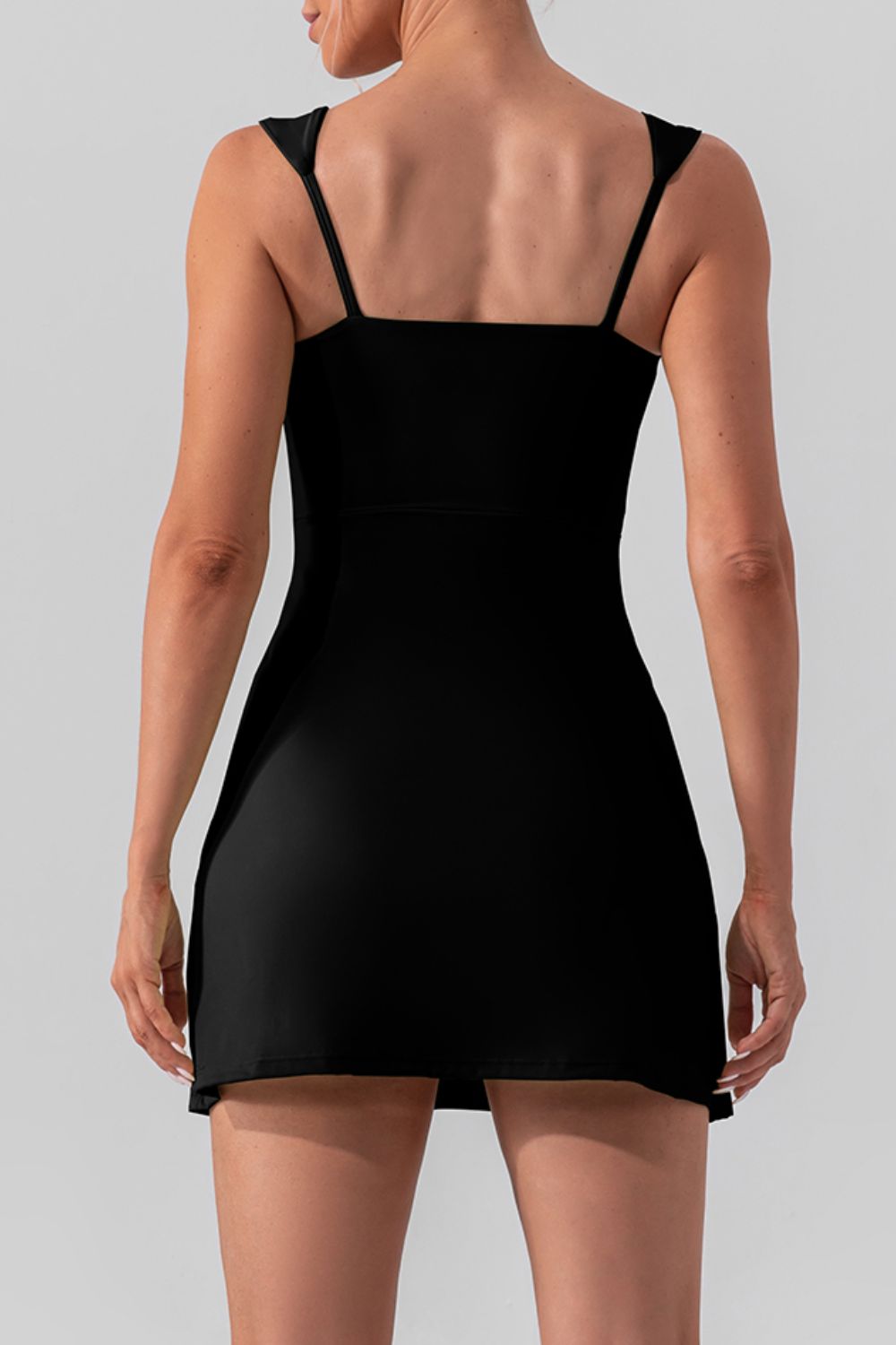 Square Neck Slit Tennis Dress