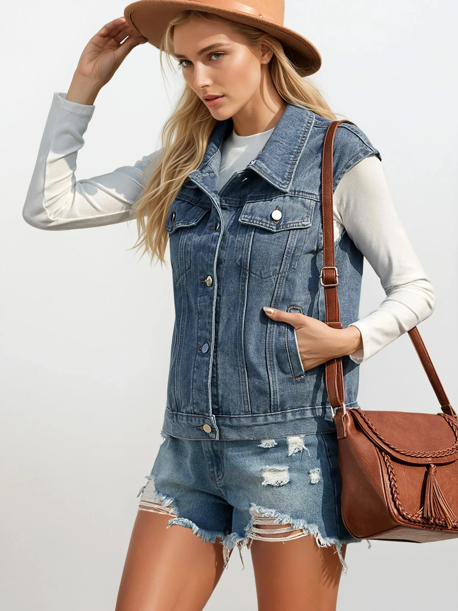 Stunner Collared Denim Vest