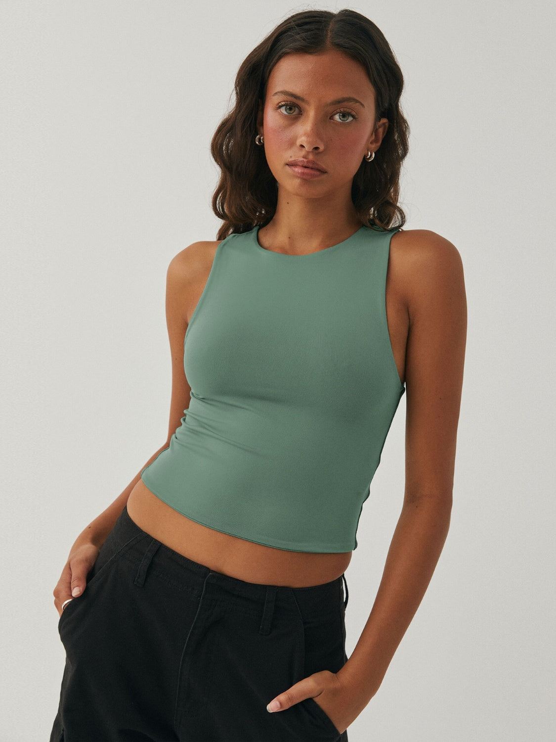 Breezy Round Neck Cropped Tank