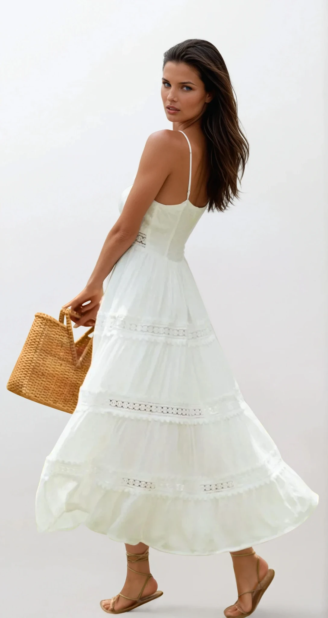 Astra Lace Smocked Cami Midi Dress