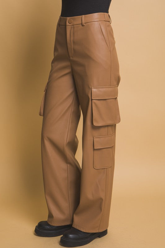 Faux Leather Cargo Pant