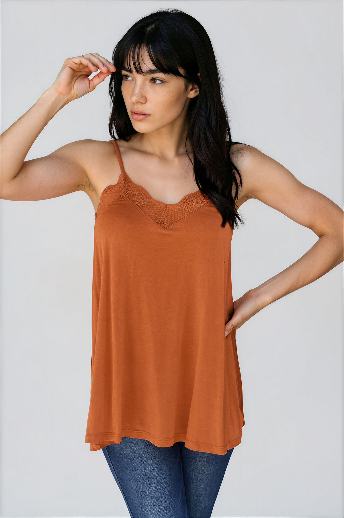 Lace Trim V-Neck Cami
