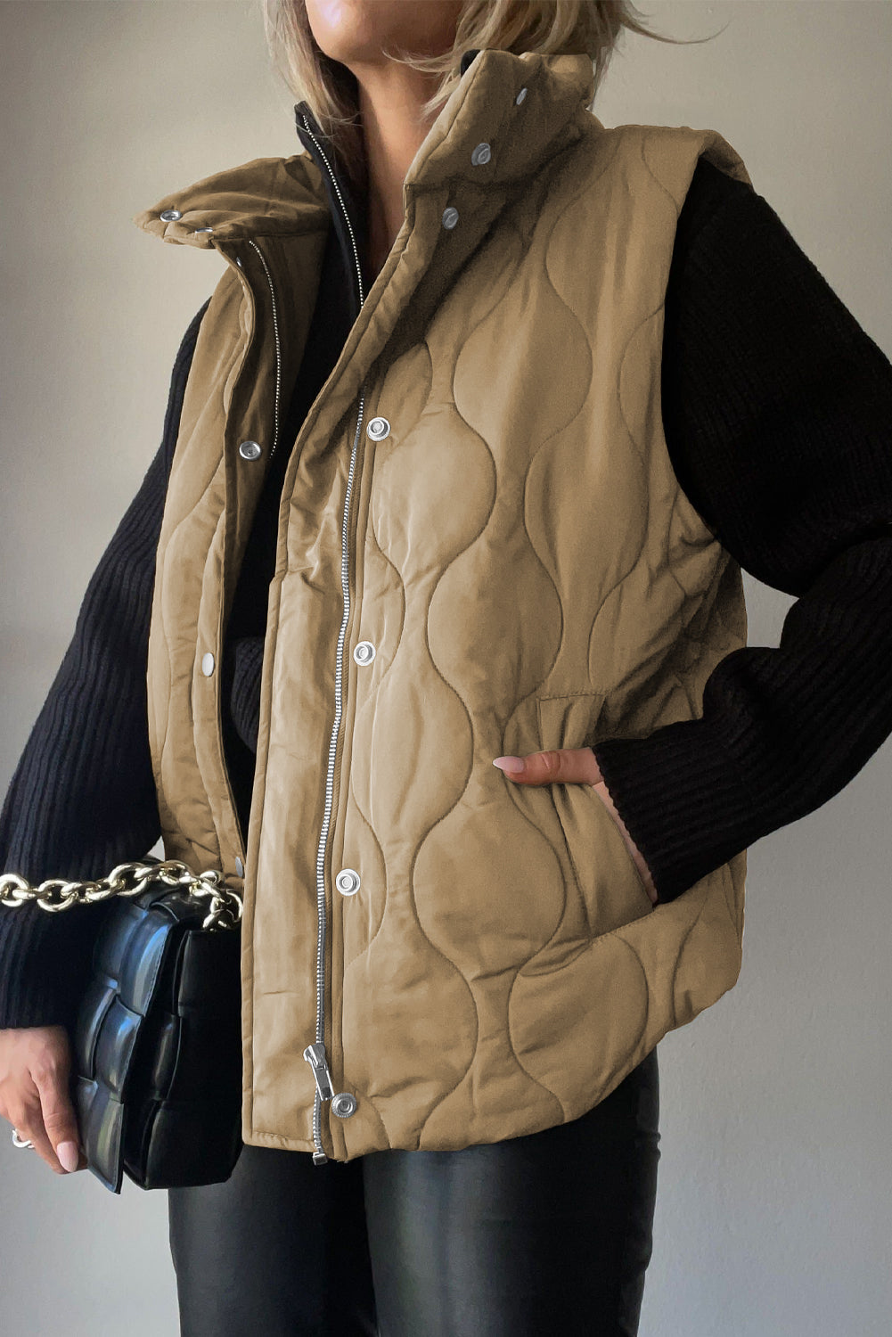 Quilted Collared Neck Vest