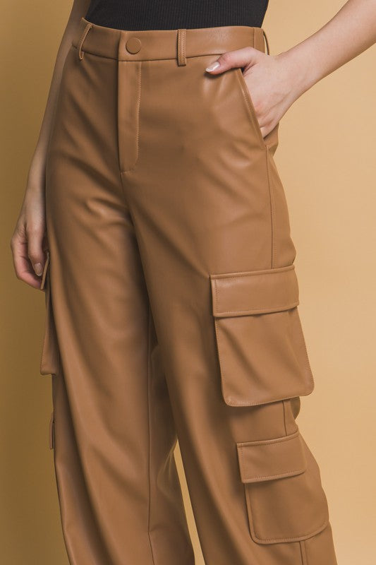 Faux Leather Cargo Pant