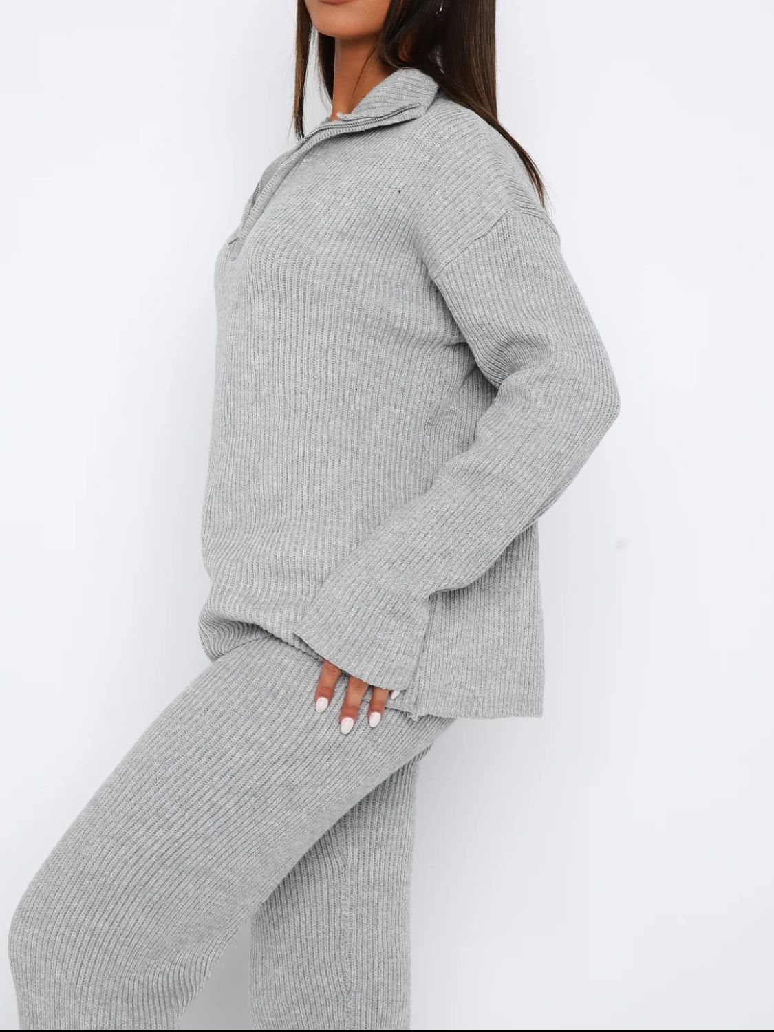 Plush 1/4 Zip Long Sleeve Top and Pant Set