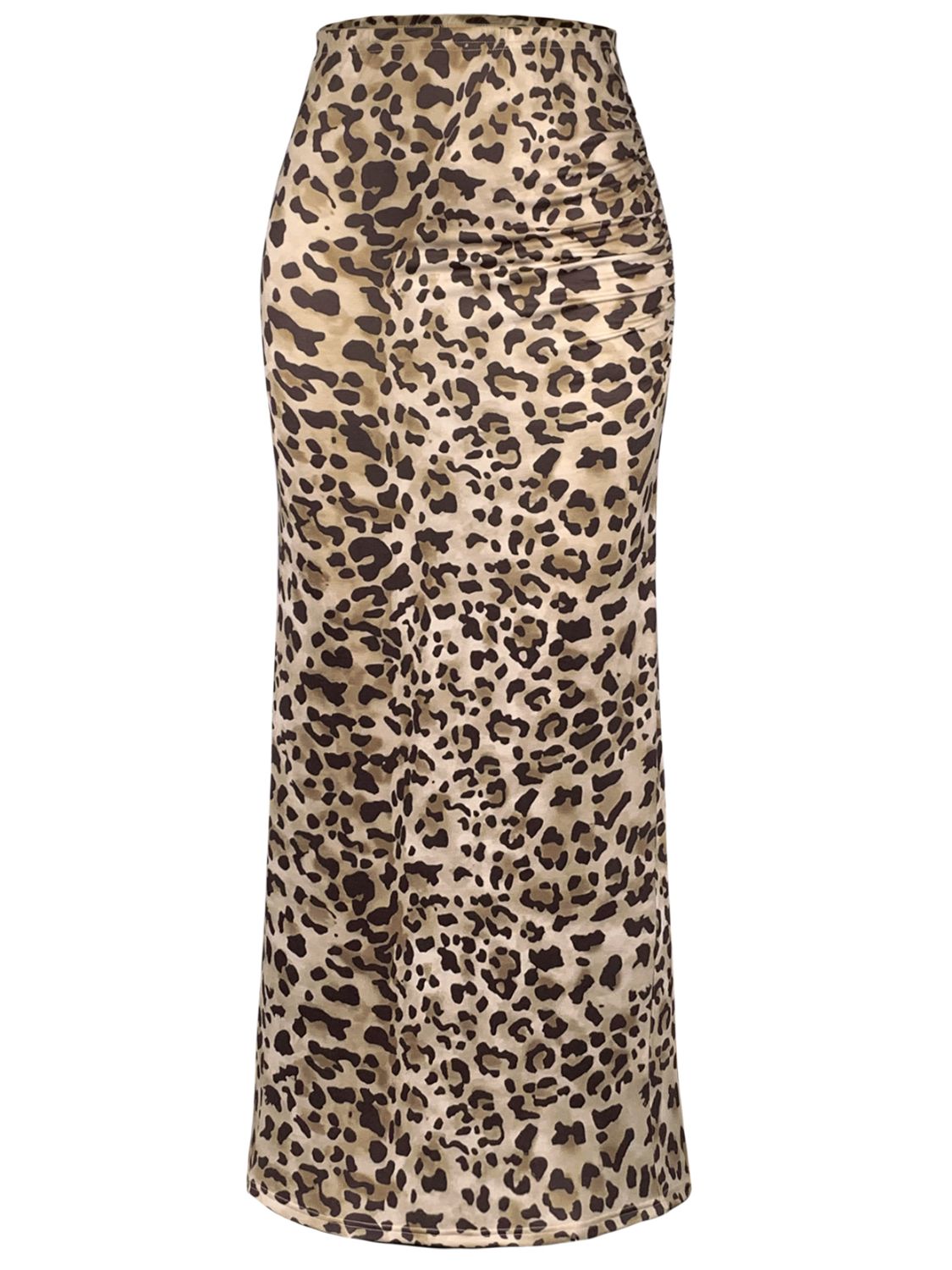 Leopard Slit Midi Skirt