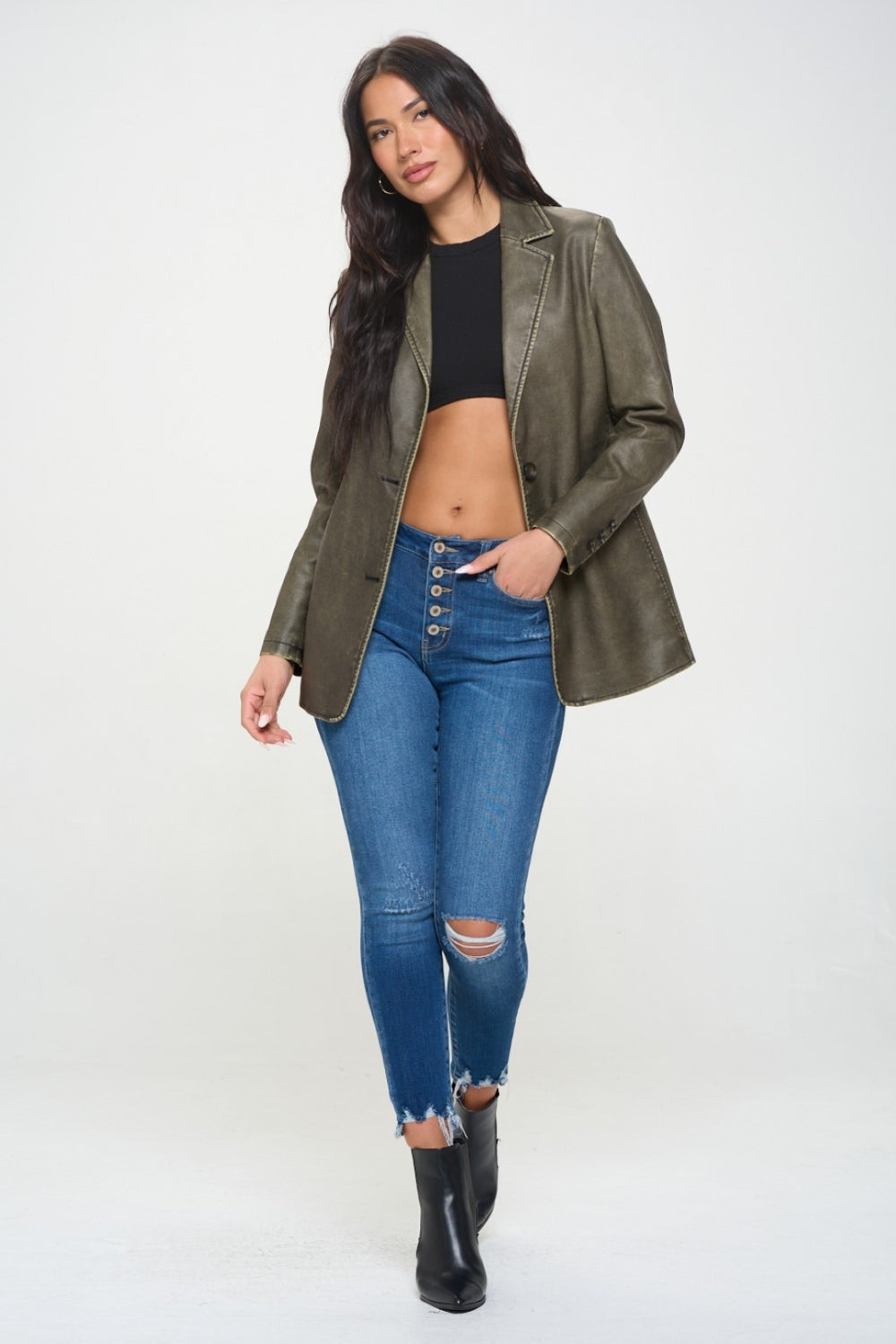 Statement Vegan Leather Blazer