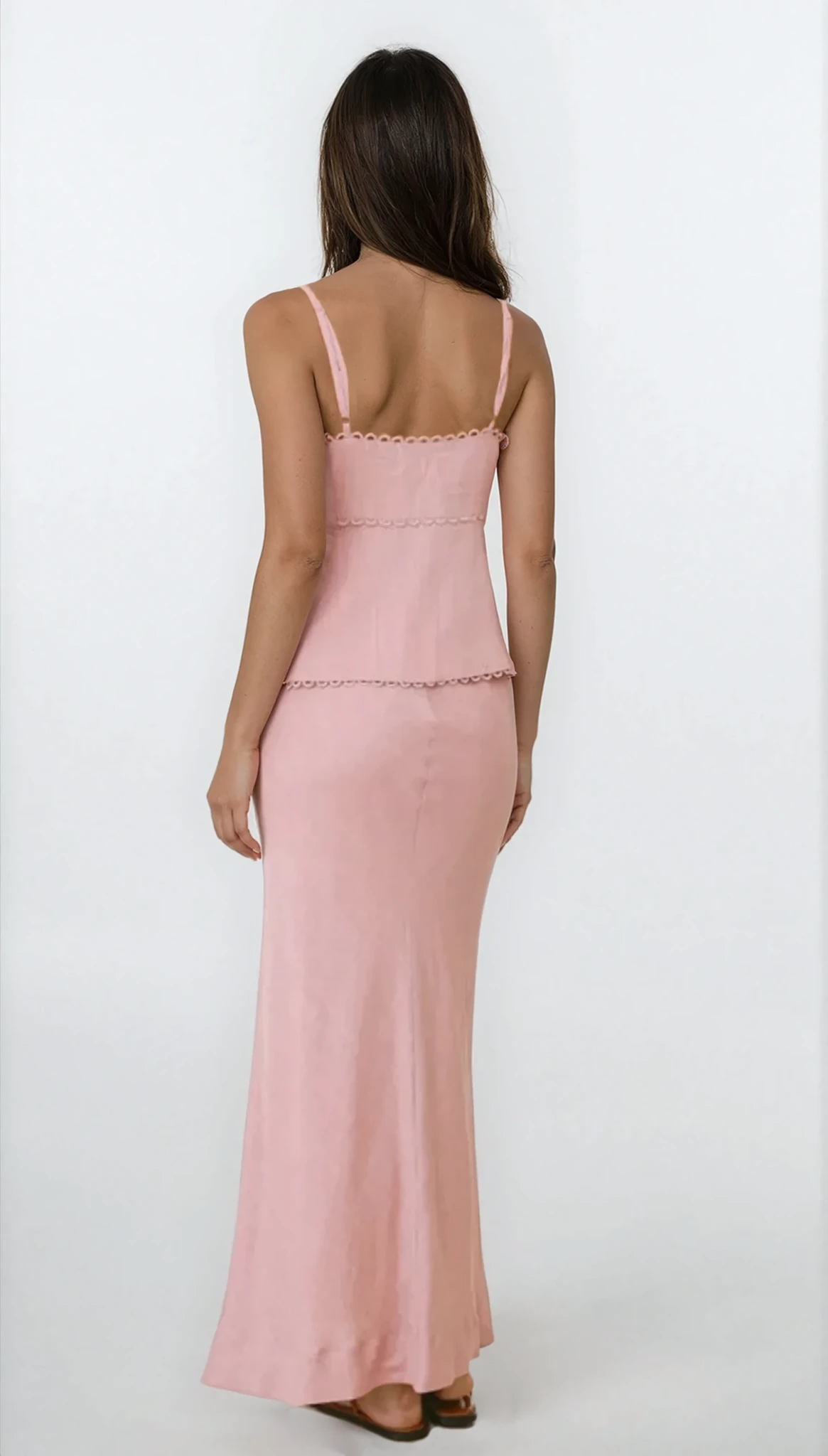 Elara Lace Trim Button Front Cami and Skirt Set by Trendsi, featuring a sleeveless cami with lace details and matching skirt.