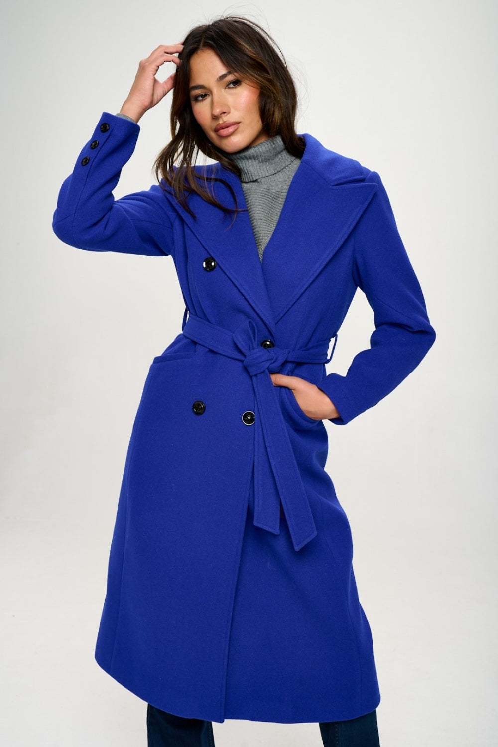 Indigo Double-Breasted Longline Coat