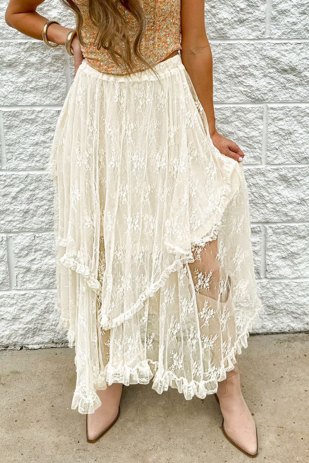 Bohemian Lace Midi Skirt