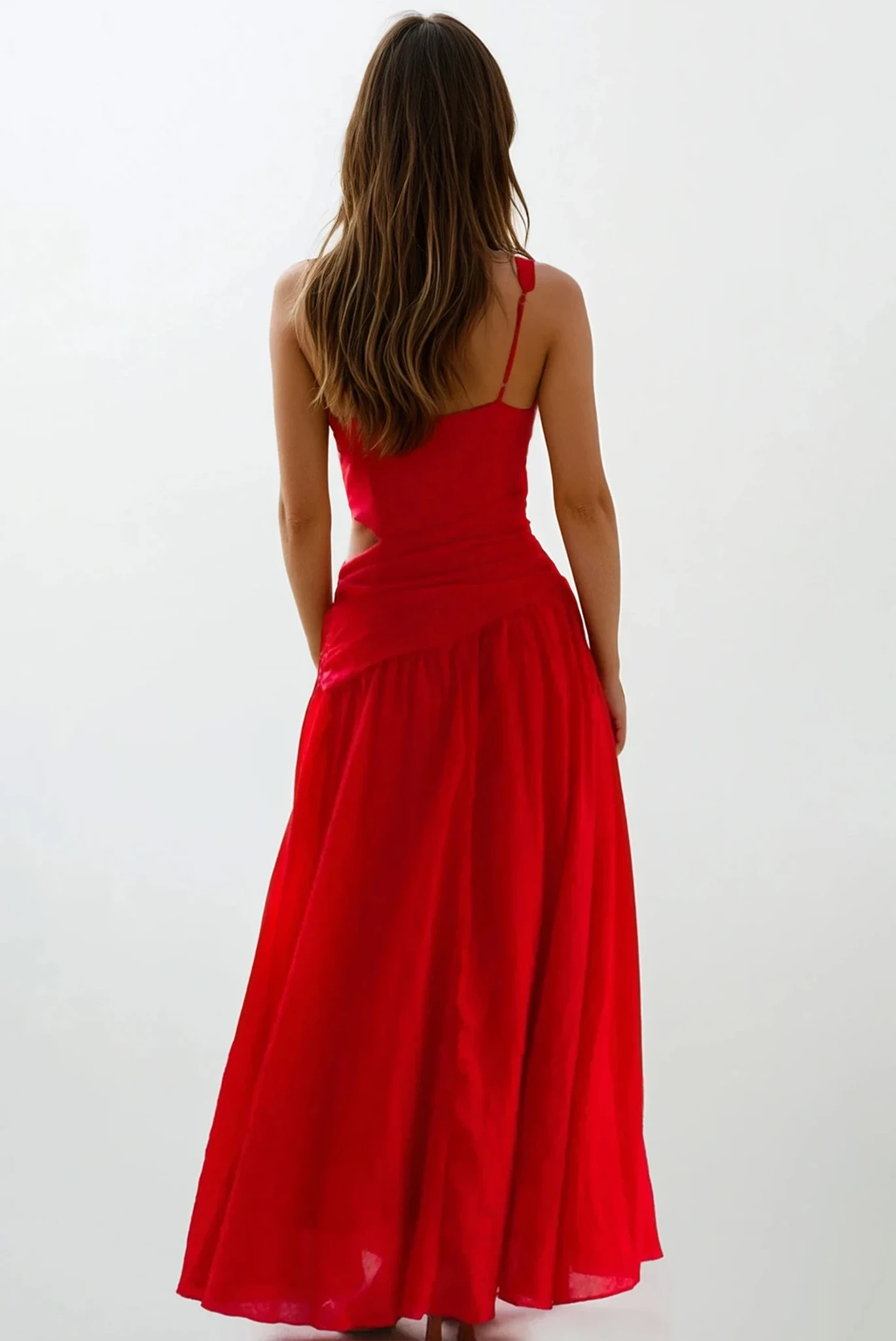 Light blue Slipstream Cutout V-Neck Sleeveless Maxi Dress by Trendsi, featuring a flowy silhouette and stylish cutout details.