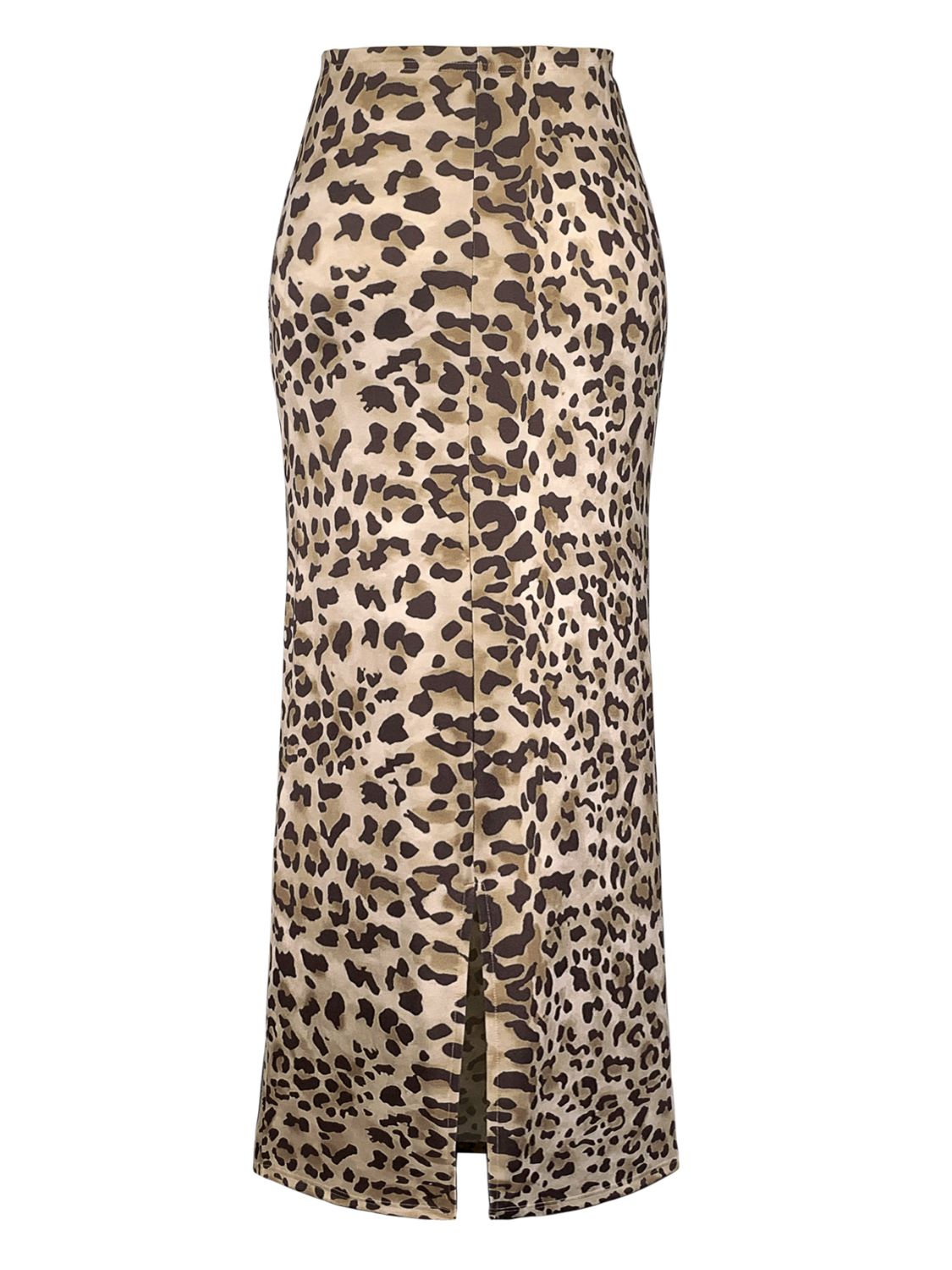 Leopard Slit Midi Skirt