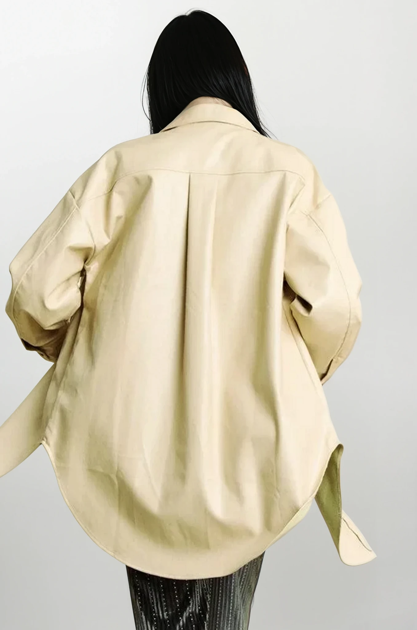 Faux Leather Button Up Jacket