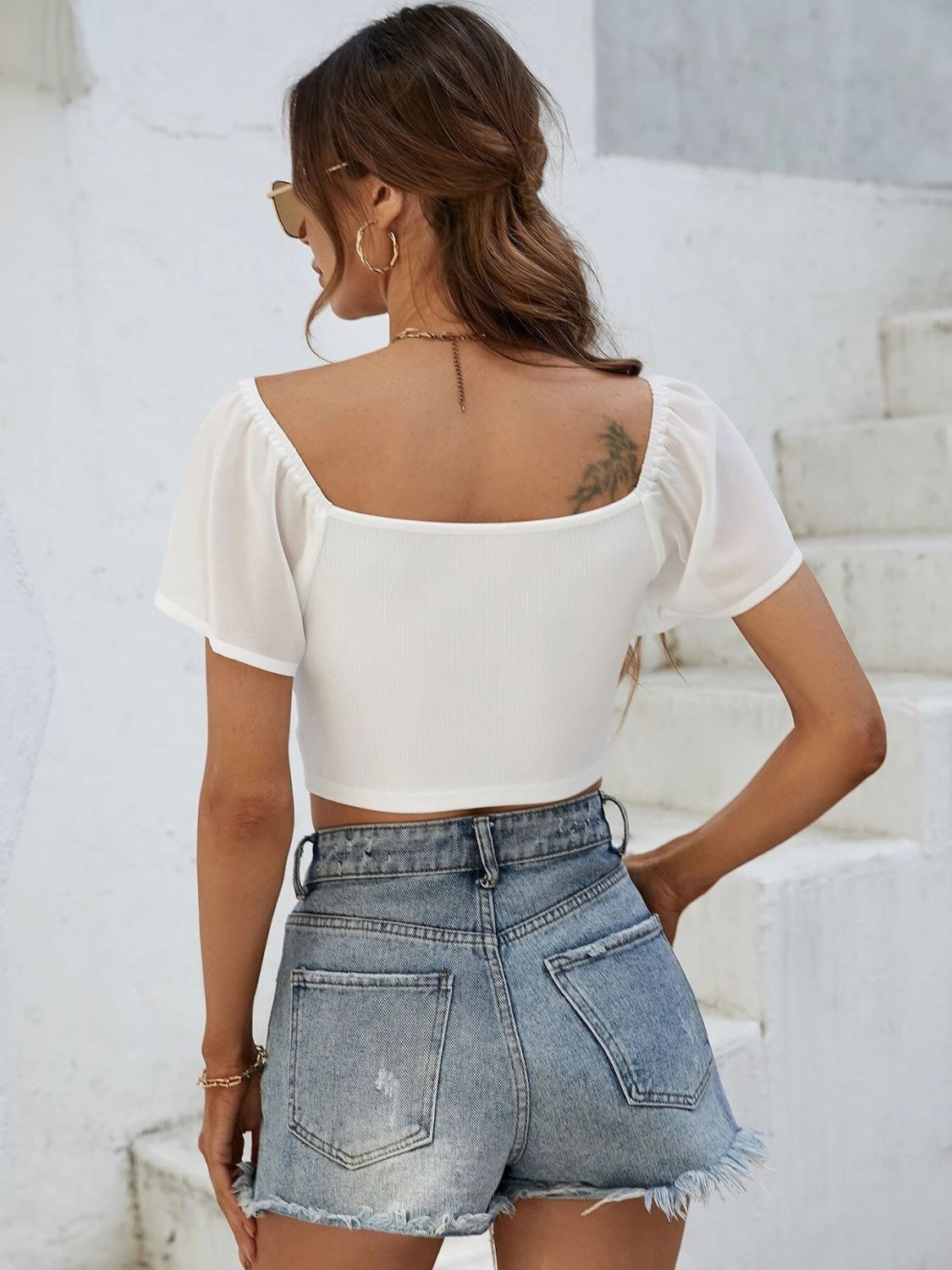 Coastal Short Sleeve Crop Top