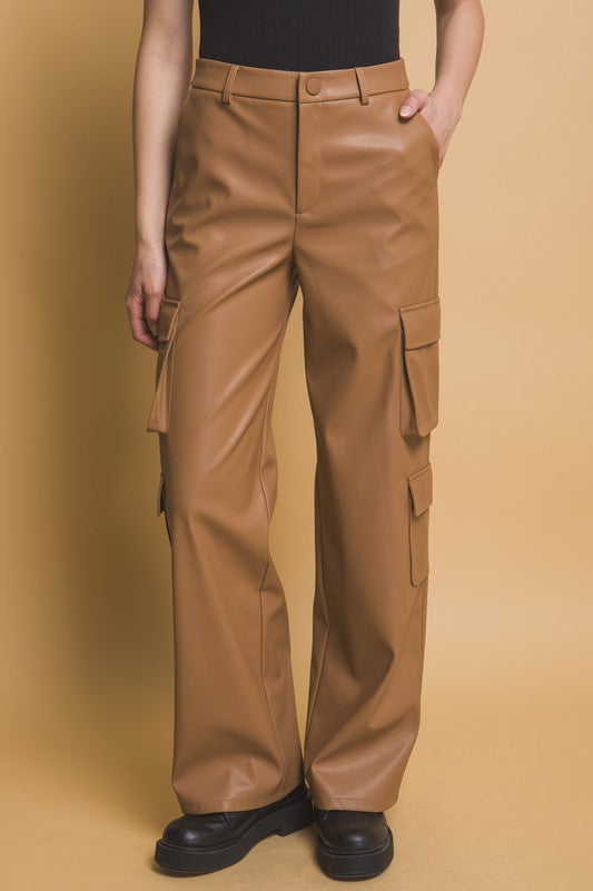 Faux Leather Cargo Pant