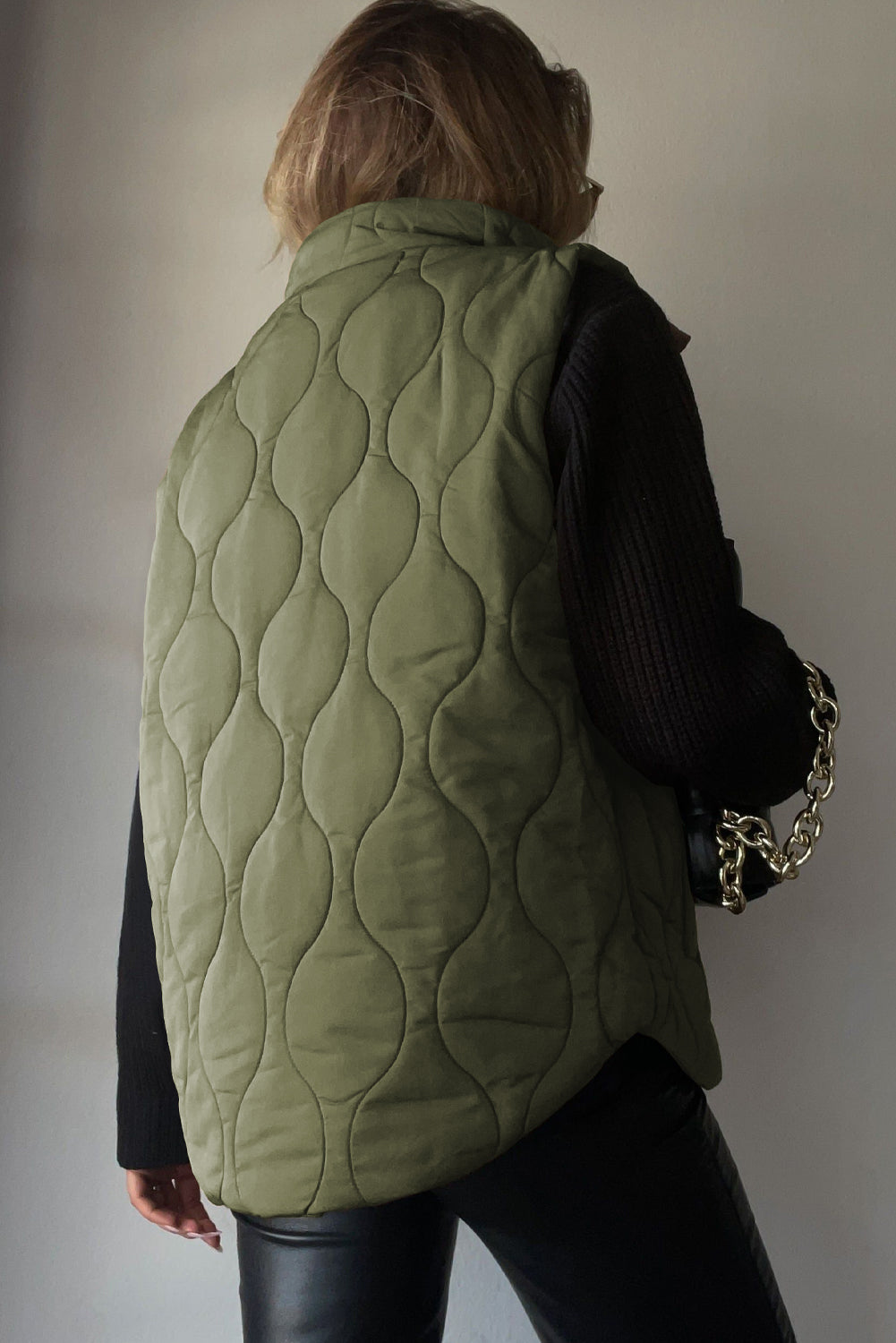 Quilted Collared Neck Vest