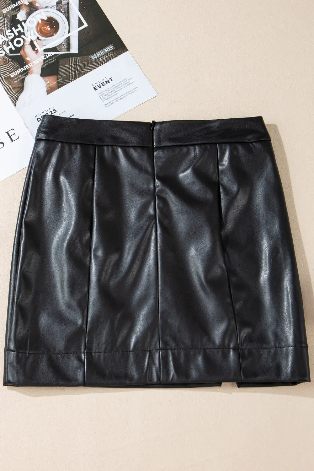 Faux Leather Slit Mini Skirt