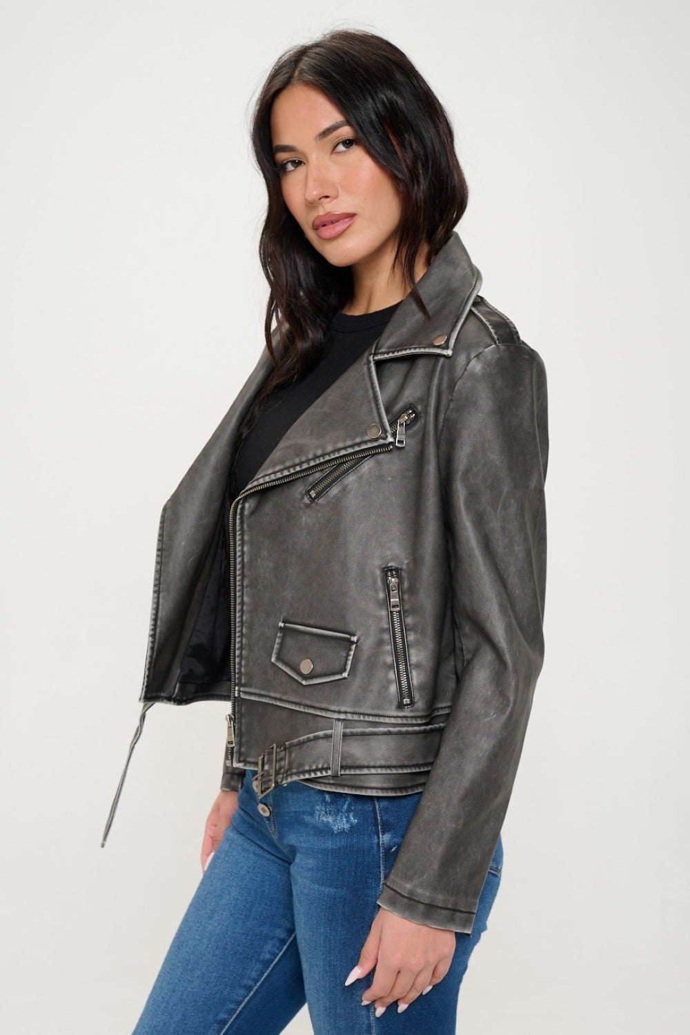 Muted Biker Full Zip Jacket