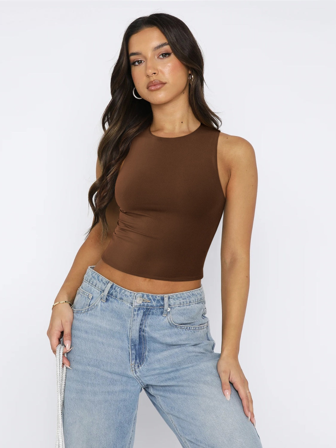 Breezy Round Neck Cropped Tank