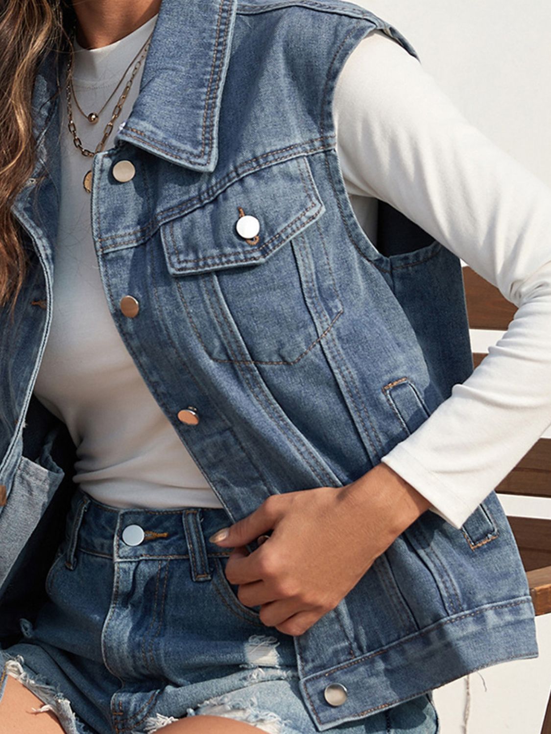 Stunner Collared Denim Vest