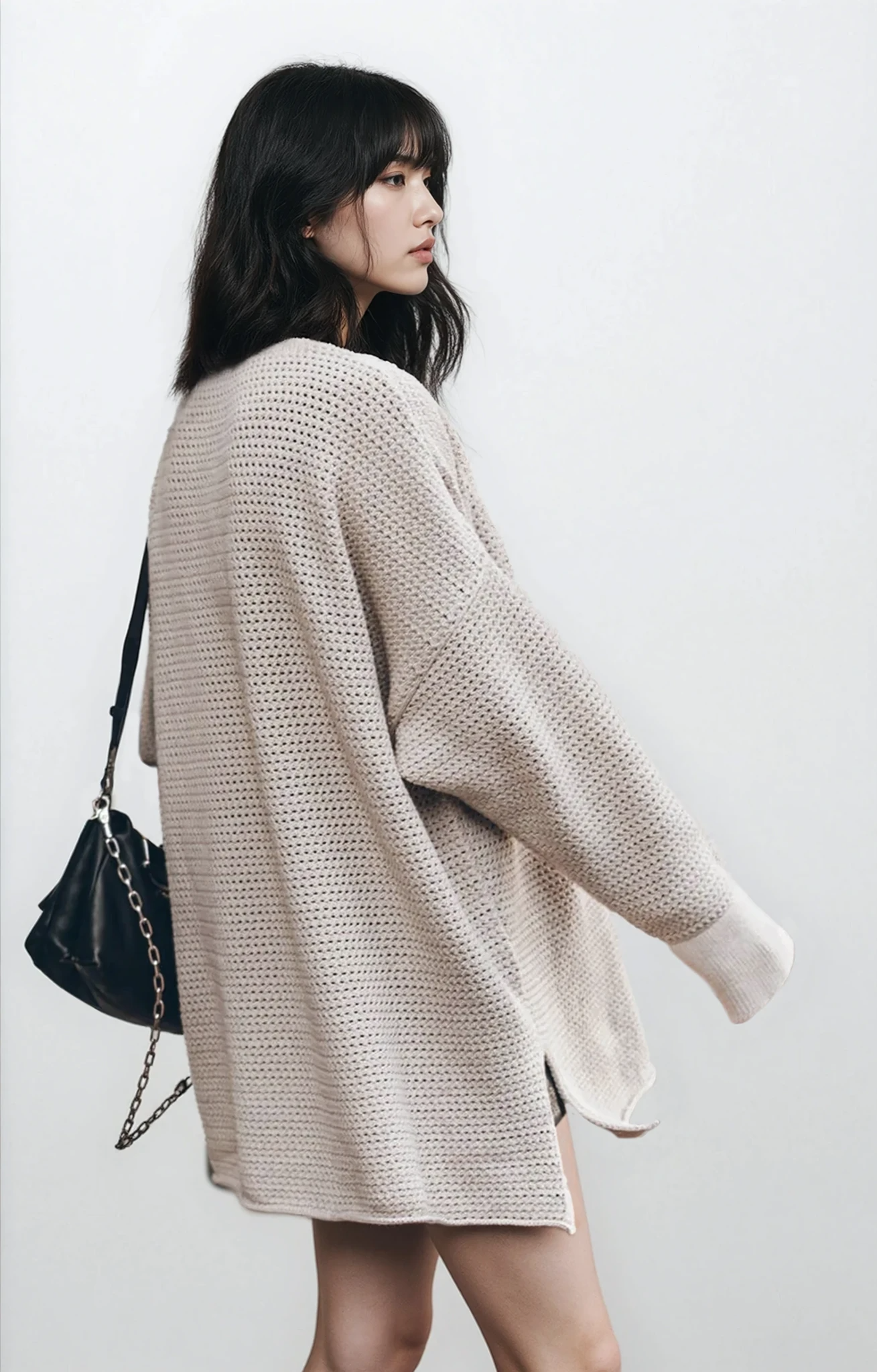 Threadline Round Neck Slit Sweater