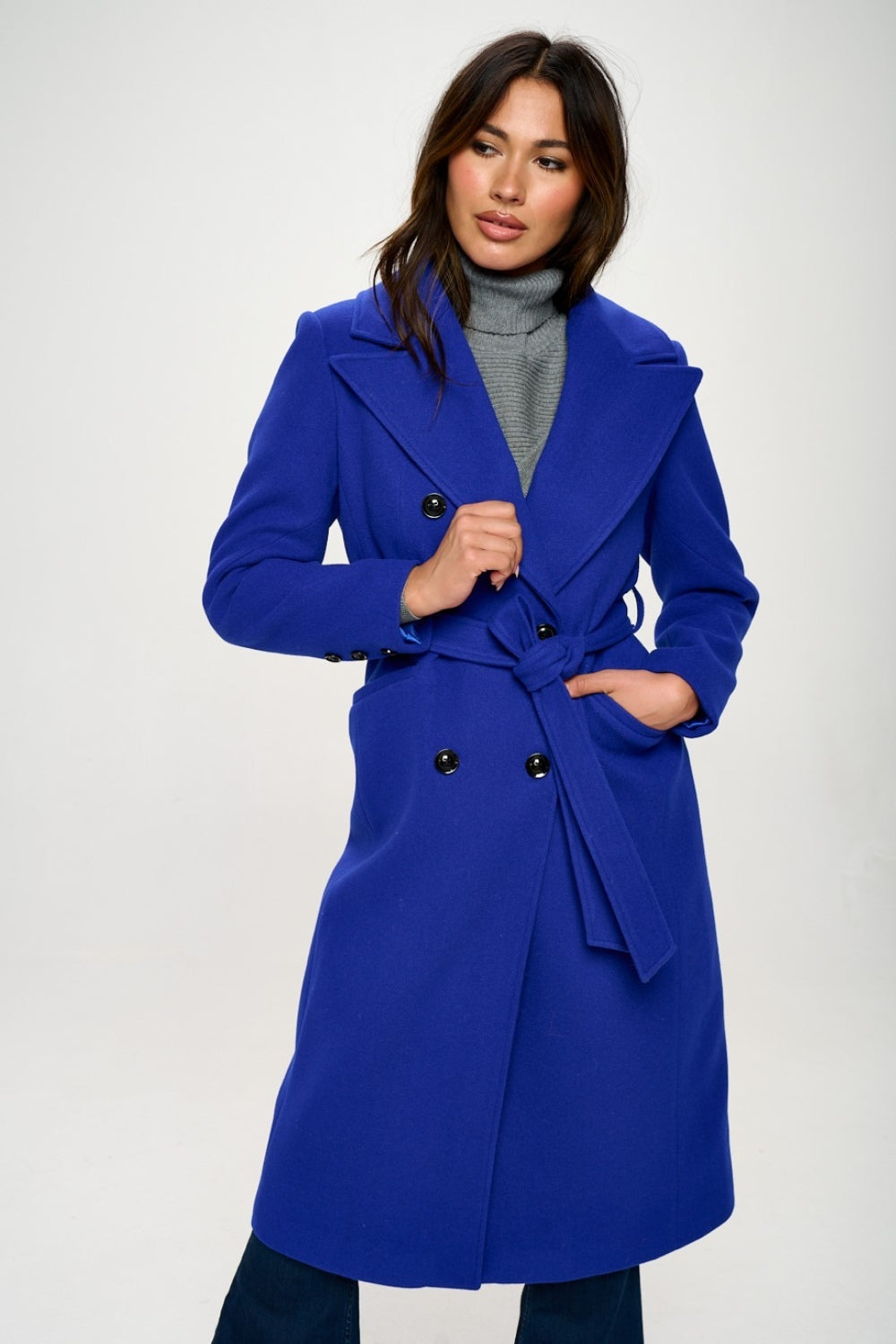 Indigo Double-Breasted Longline Coat