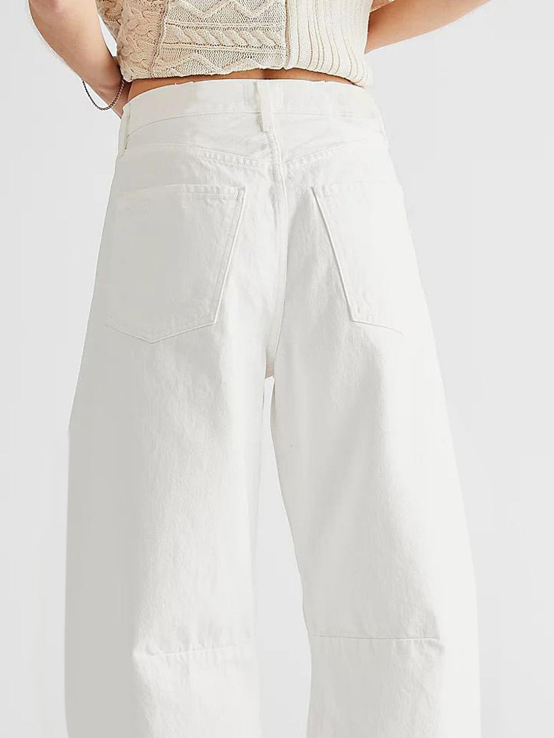 Stitched Raw Hem Wide Leg Jean