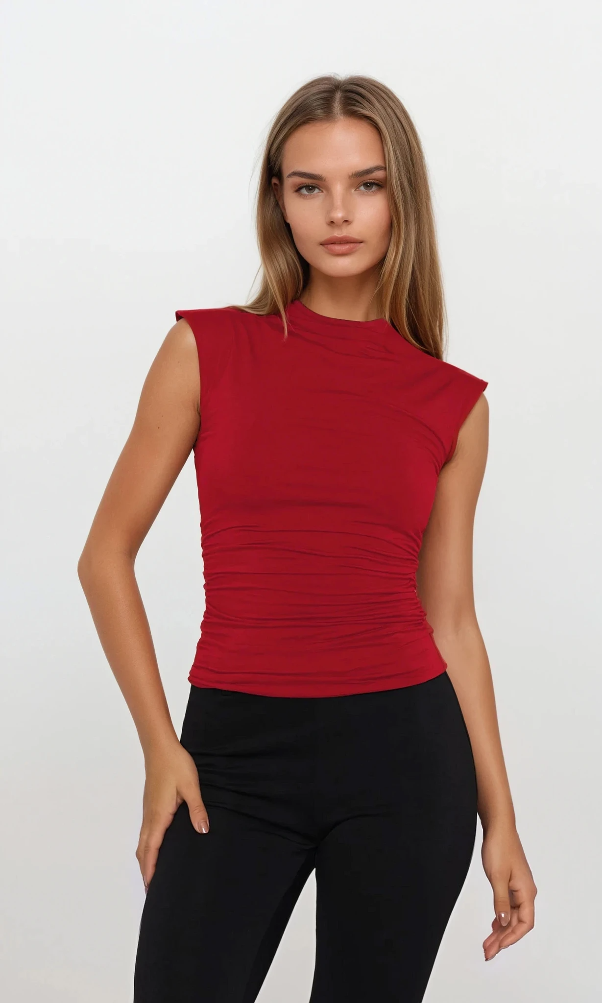 Everyday Mock Neck Ruched Tank