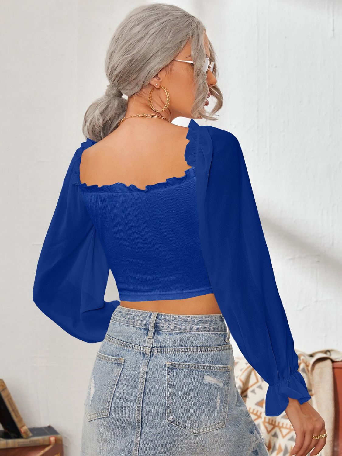 Simplicity Sweetheart Neck Flounce Sleeve Top