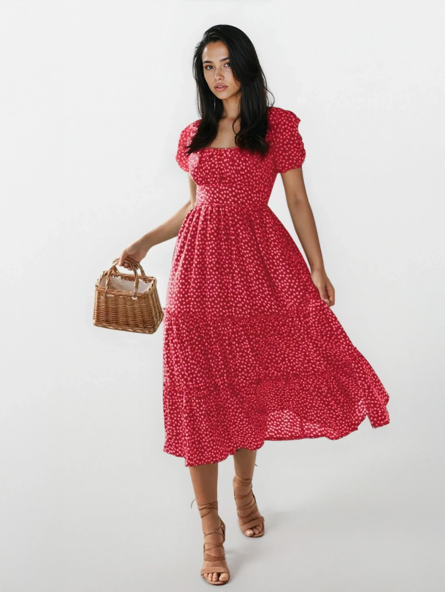 Blossom Square Neck Midi Dress