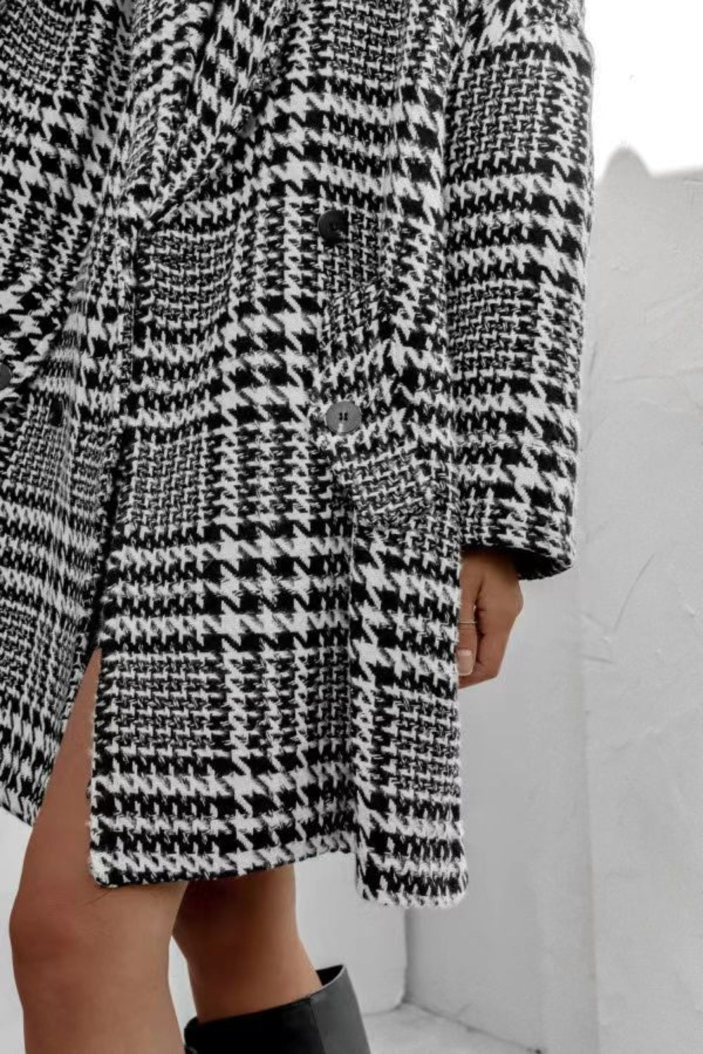 Houndstooth Collared Peacoat