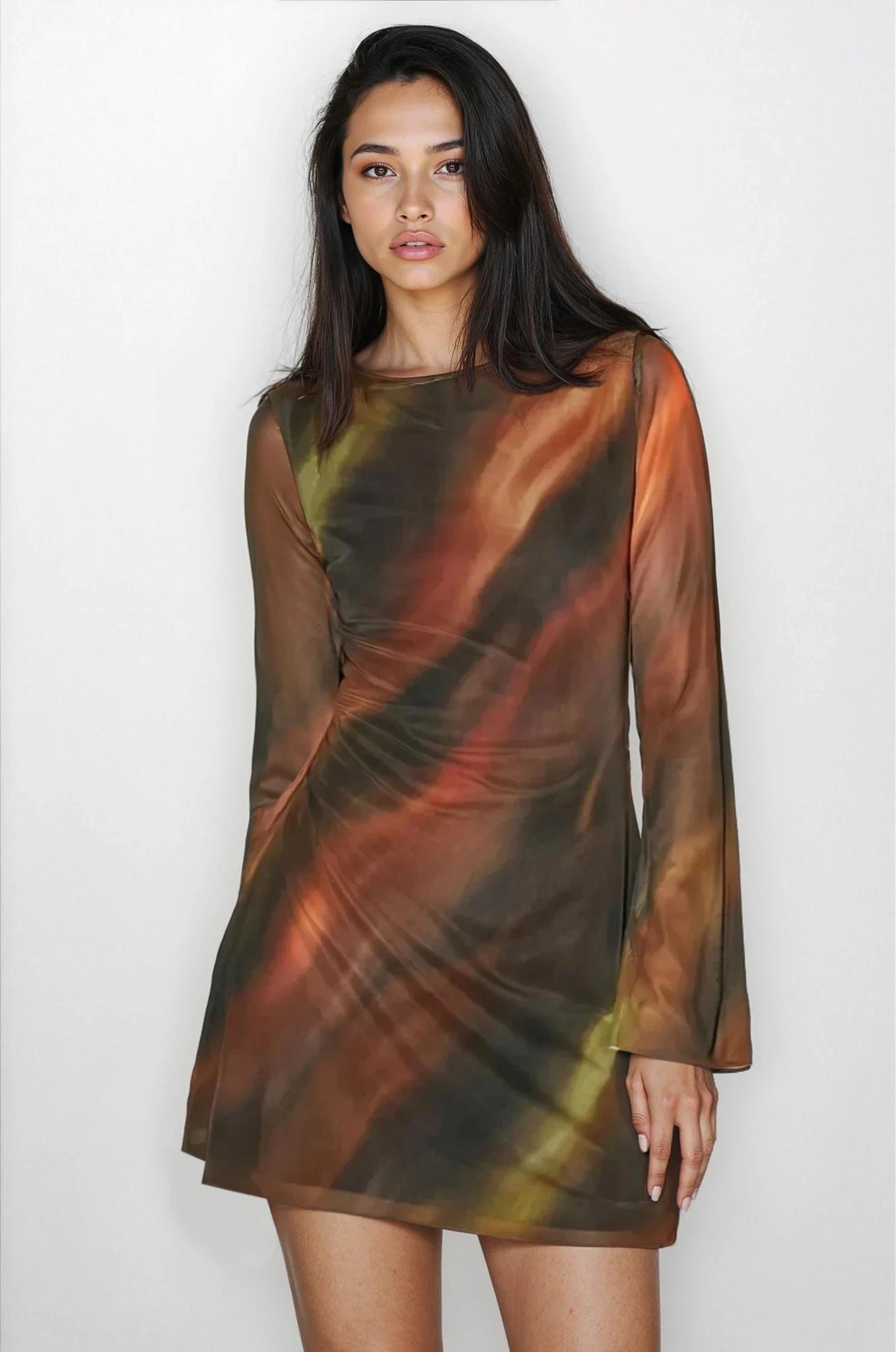 Volcanic Bodycon Long Sleeve Mini Dress