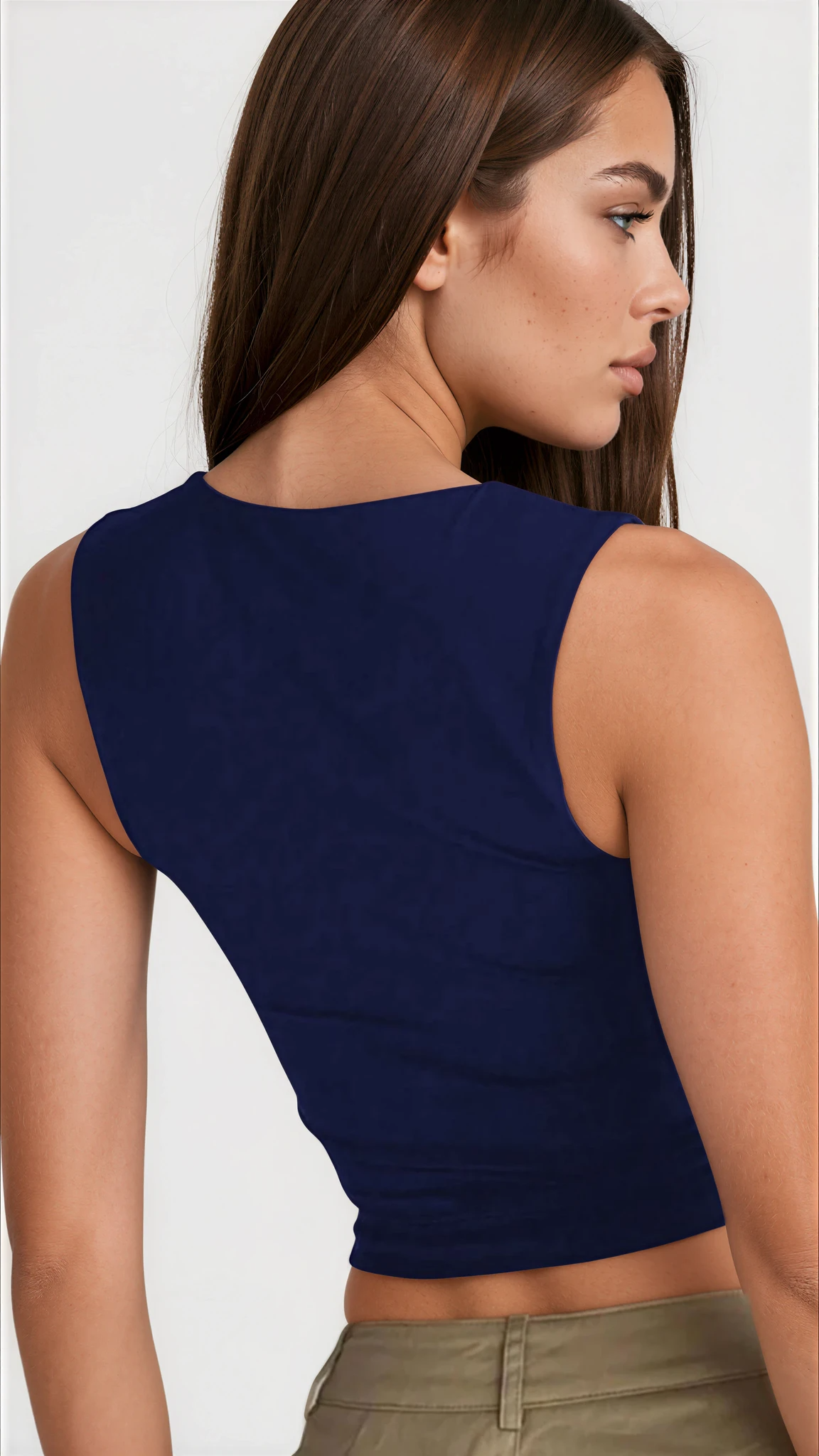 Light blue square neck wide strap tank top from Trendsi, shown on a mannequin, casual sleeveless clothing for warm weather.
