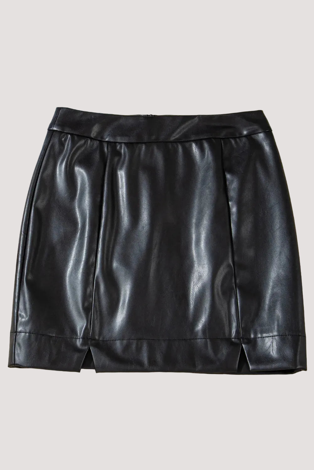 Faux Leather Slit Mini Skirt
