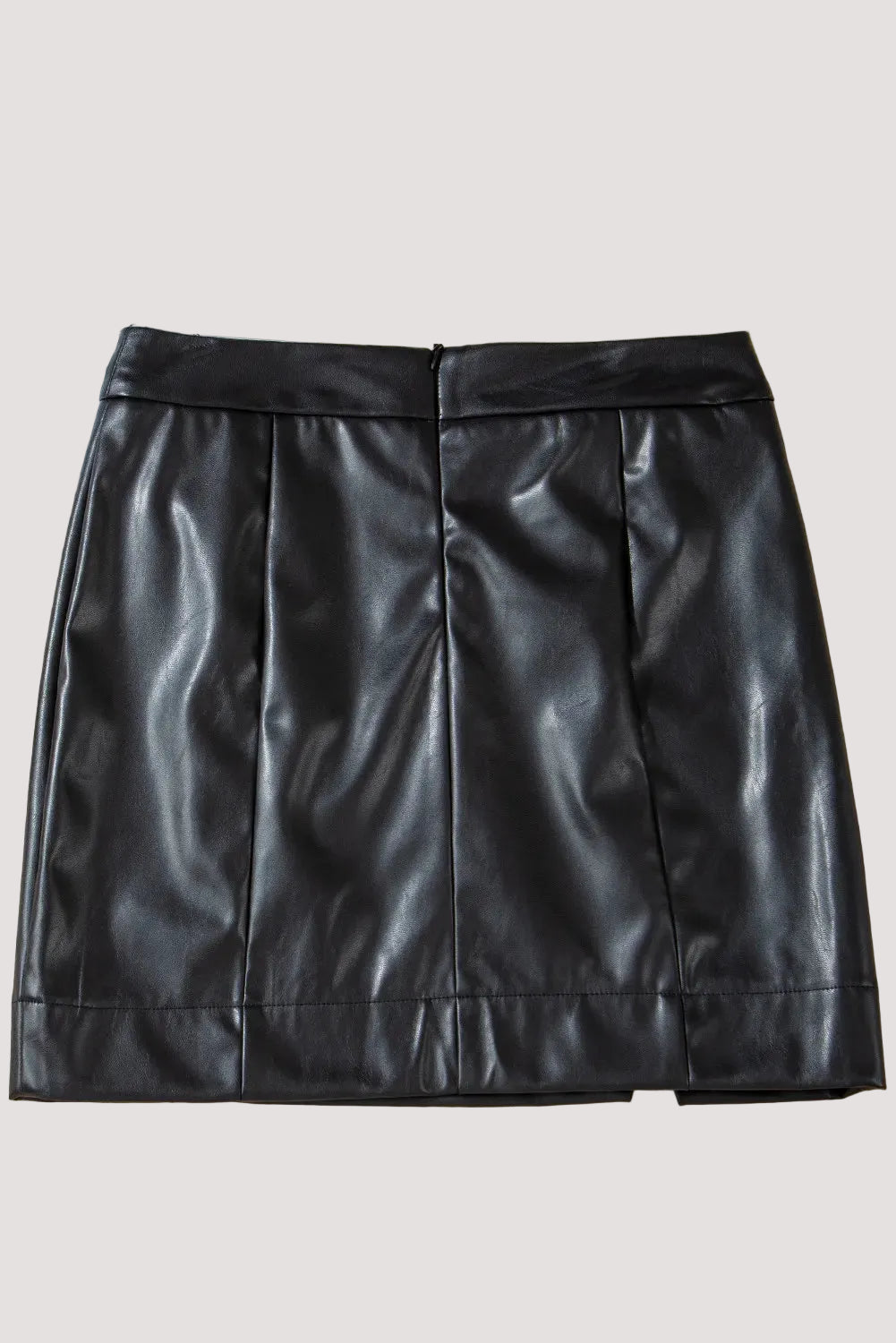Faux Leather Slit Mini Skirt