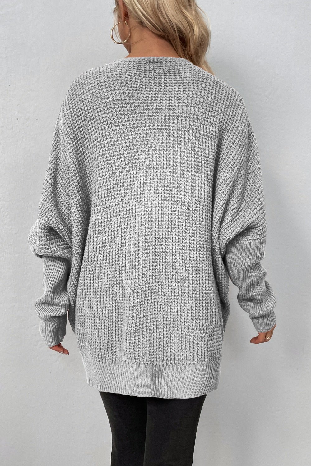 Waffle-Knit Longline Cardigan