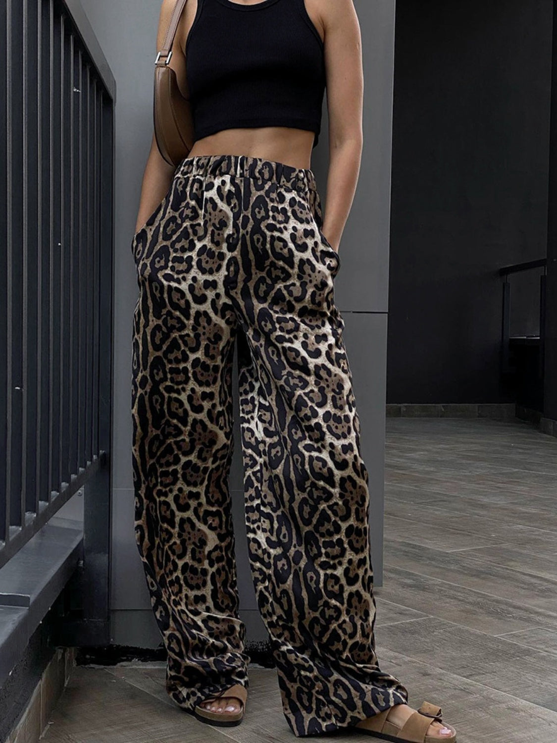 Leopard High-Waist Wide Leg Pant