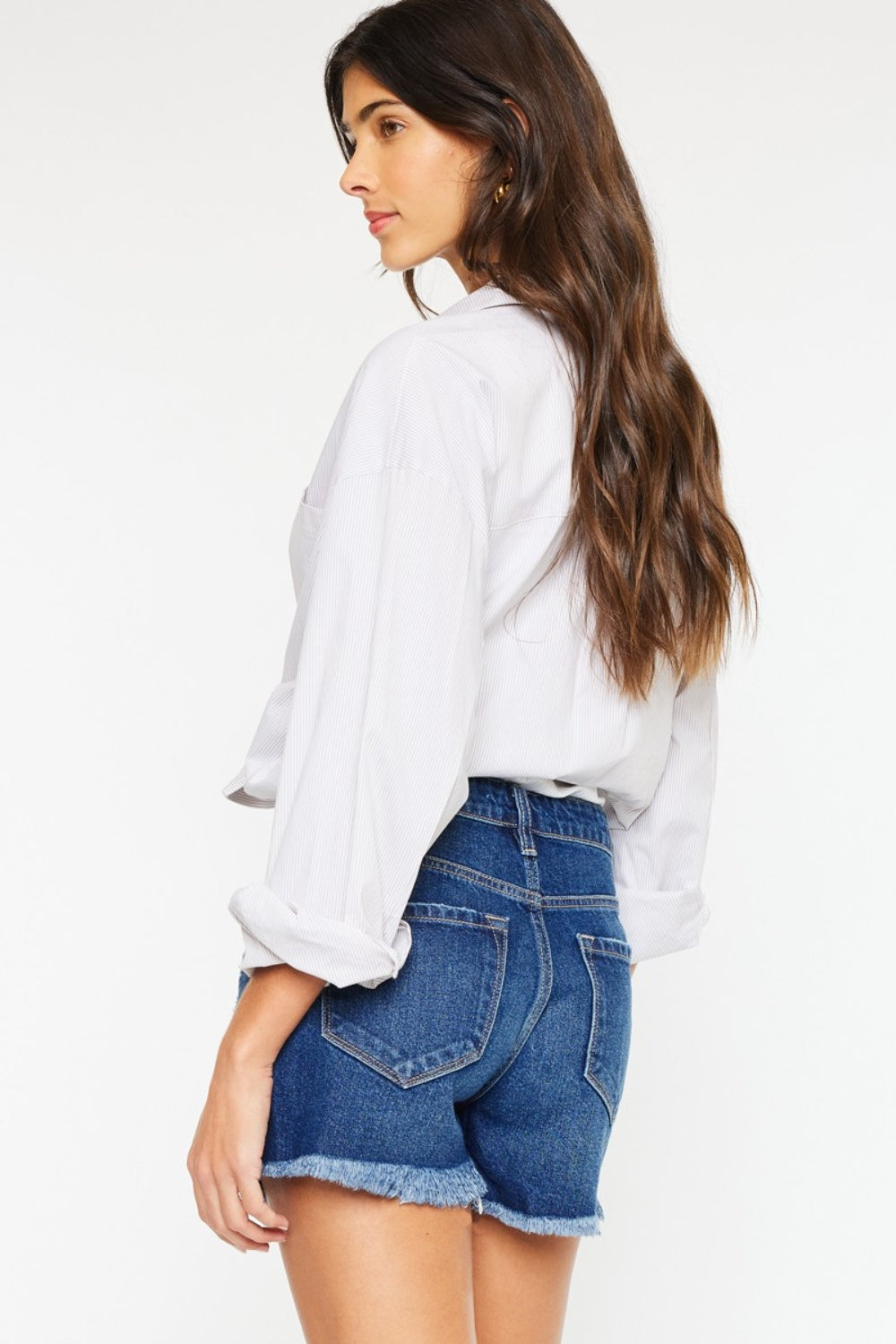 Signature High-Waist Distressed Denim Short