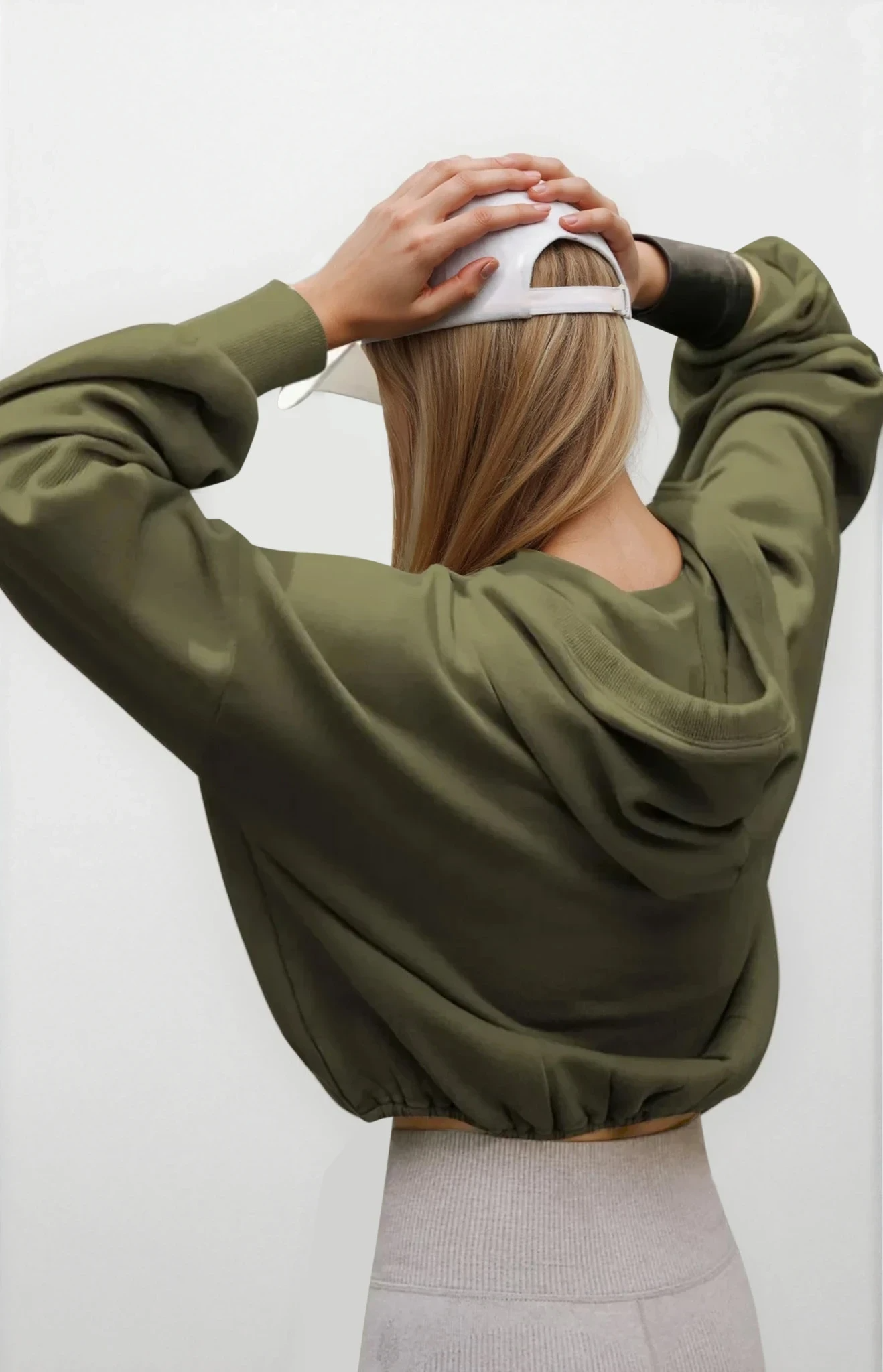 Light grey Pure Form half zip hoodie with dropped shoulders, casual clothing by Trendsi, featuring a relaxed fit and comfortable fabric.