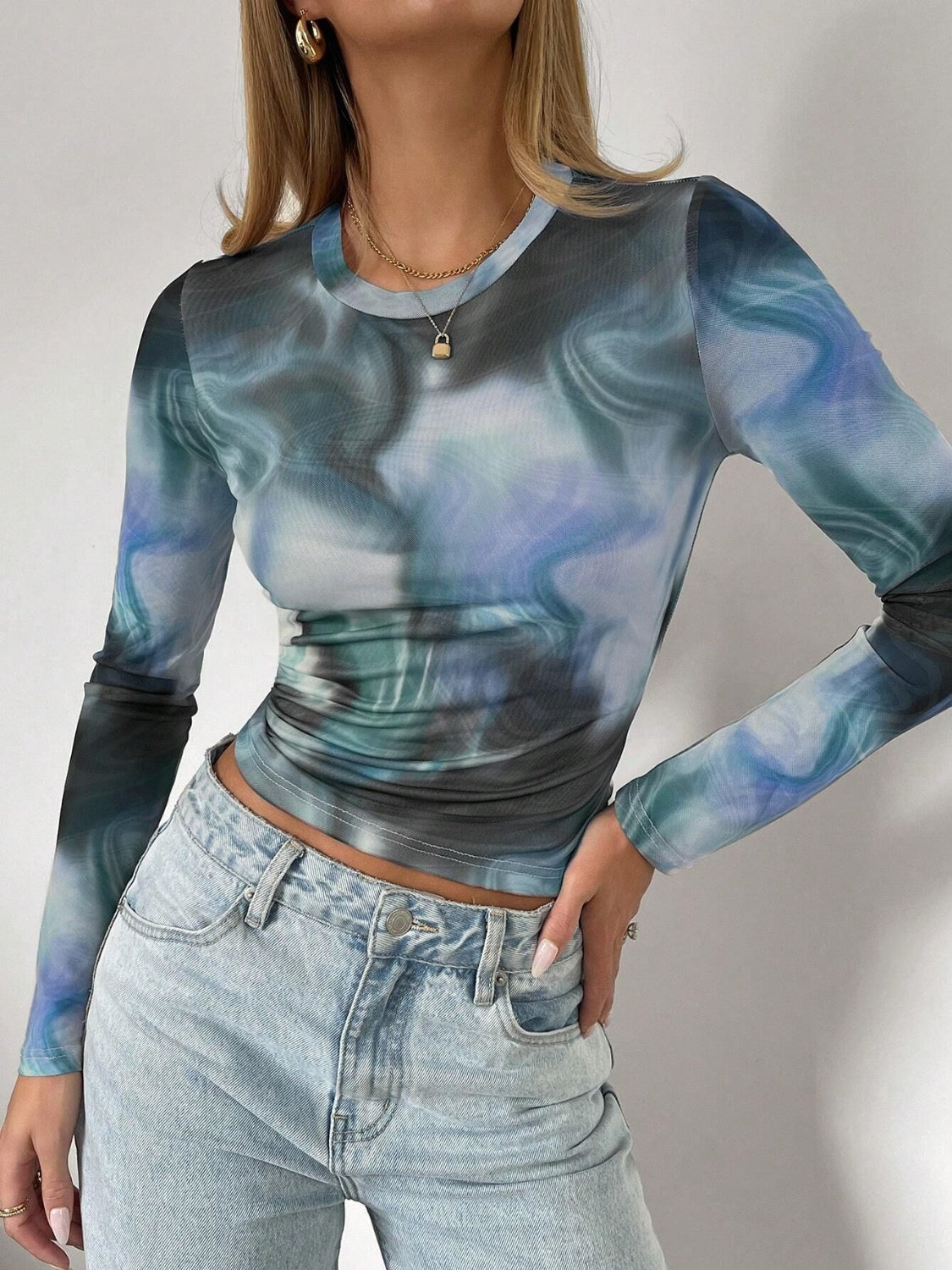 Tie-Dye Round Neck Long Sleeve