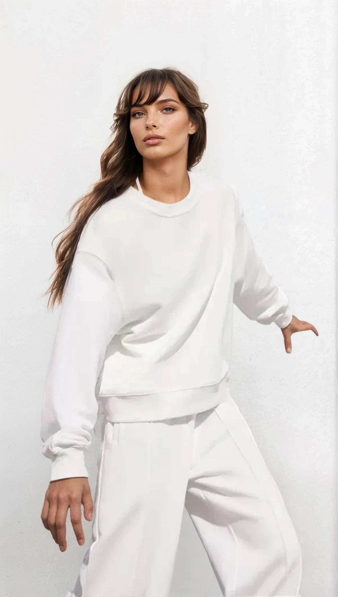 Airy Round Neck Long Sleeve Pullover and High-Waist Sweatpant Set