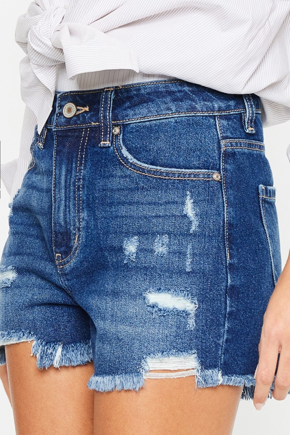 Signature High-Waist Distressed Denim Short