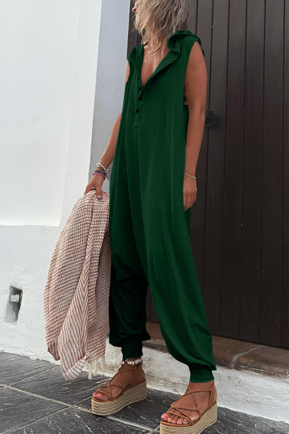 Daydream Half Button Jumpsuit