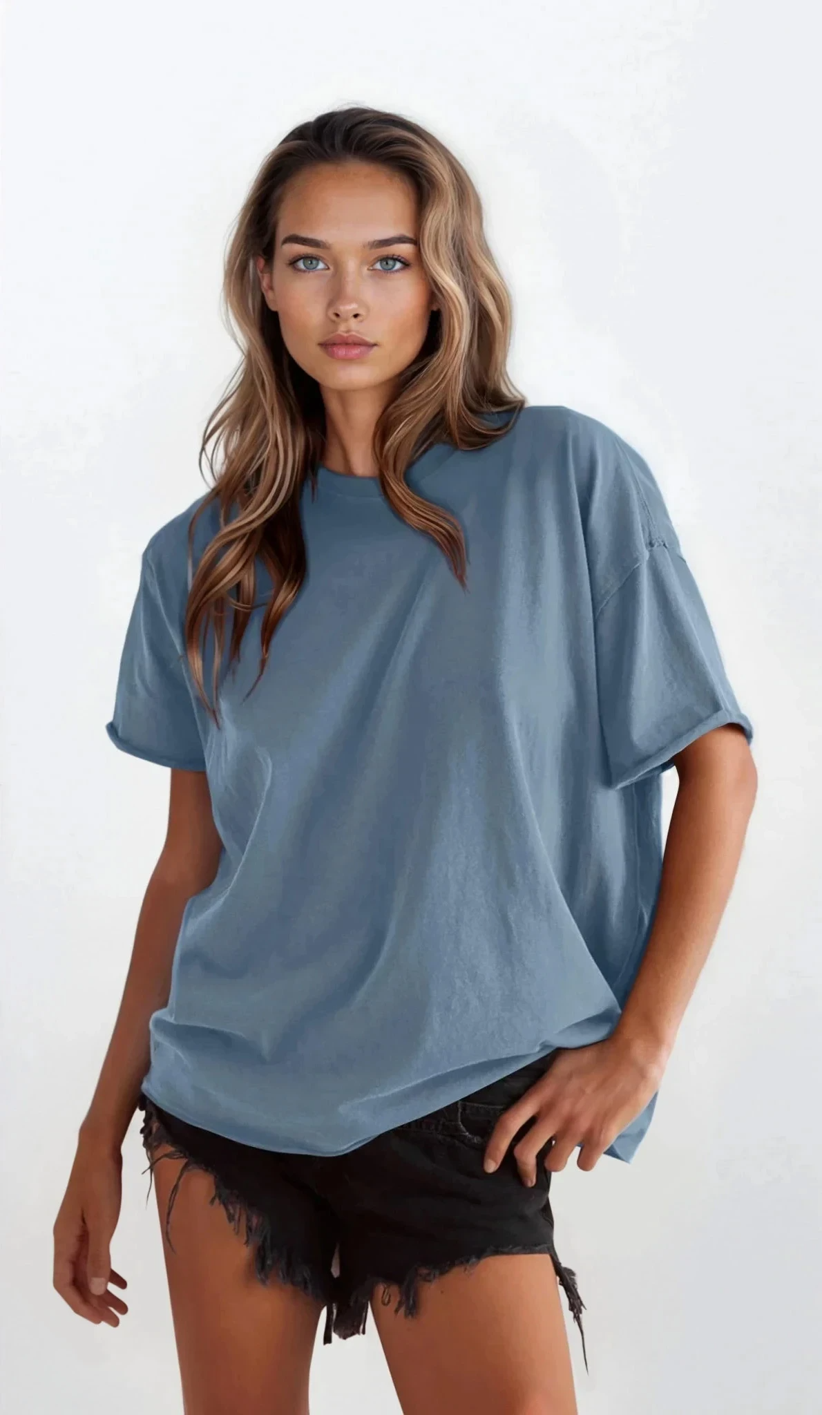 Bare round neck half sleeve t-shirt with stretchy fit
