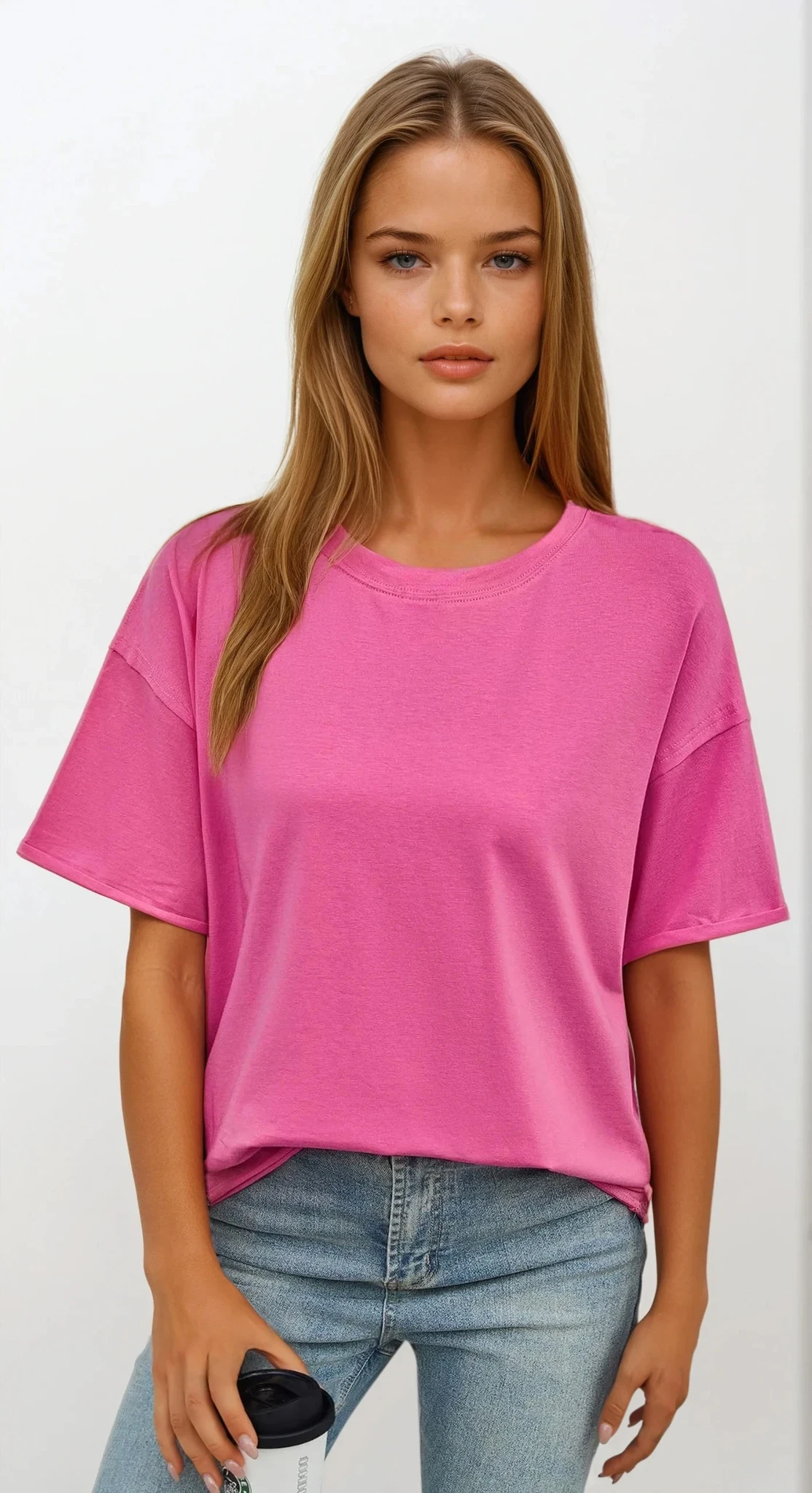 Bare round neck half sleeve t-shirt with solid pattern and stretchy fit