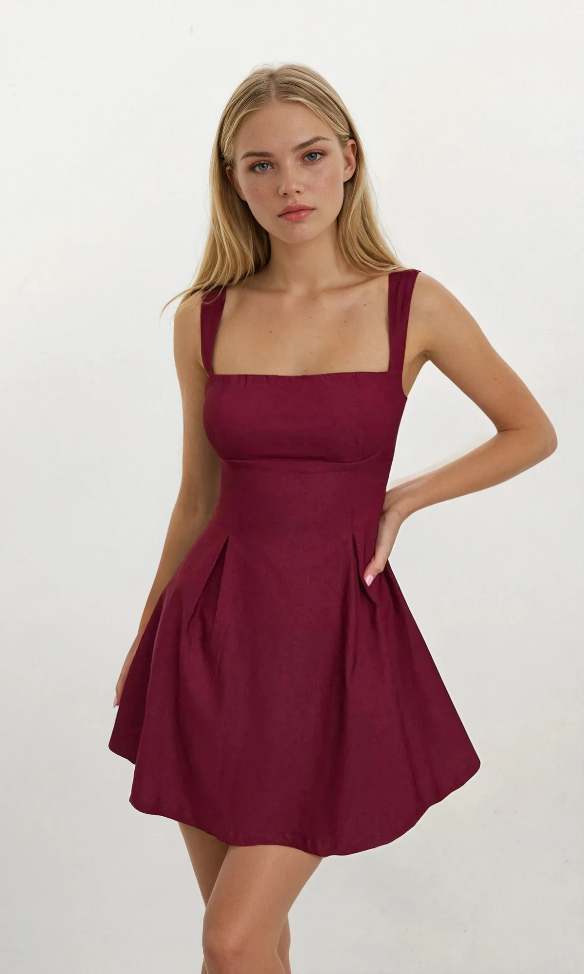 black bow back square neck mini dress on mannequin