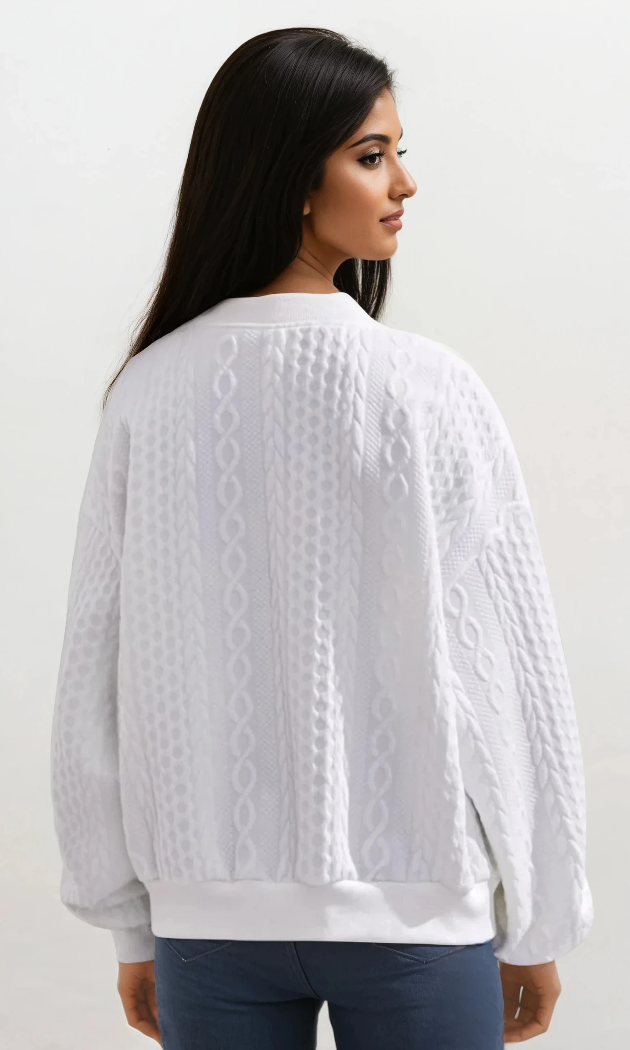 Brighter Days Knit full zip cable-knit dropped shoulder jacket